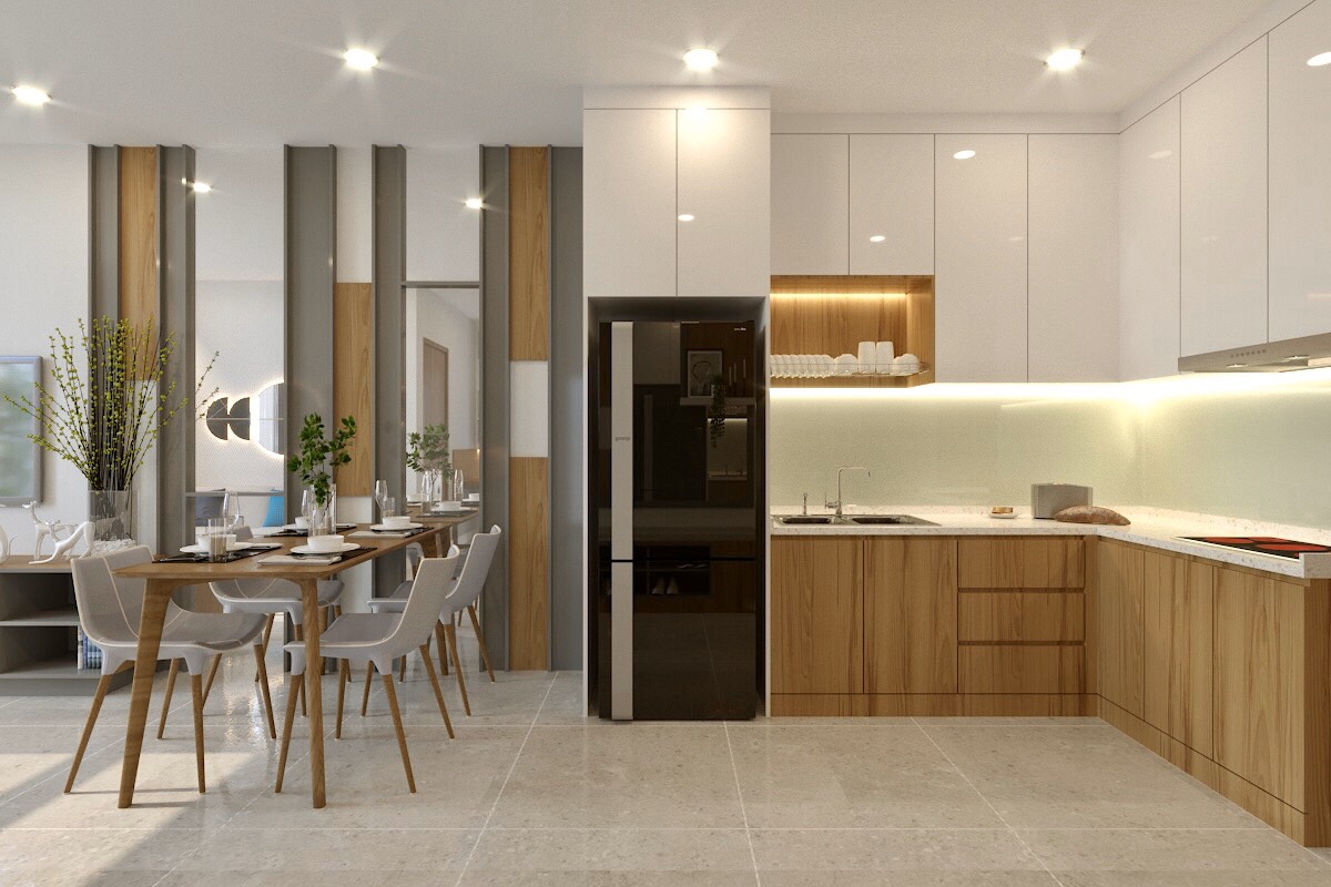 thiết kế nội thất phòng bếp hiện đại Vinhome Grand Park Quận 9 Thi công thiết kế nội thất nhà bếp