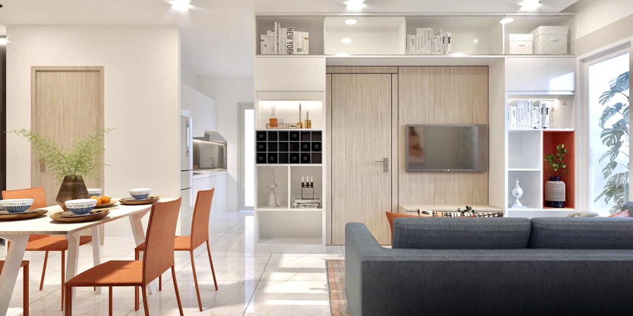 thiết kế nội thất phòng bếp hiện đại Căn hộ Richmond City Quận Bình Thạnh TP. HCM